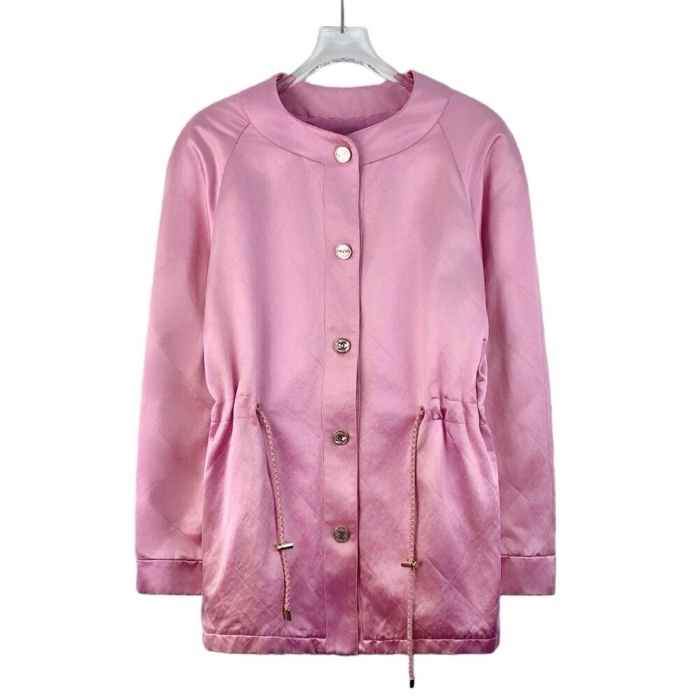 Chanel pink Crew neck single-breasted coat